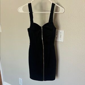 Party Corduroy Black Zipper Dress